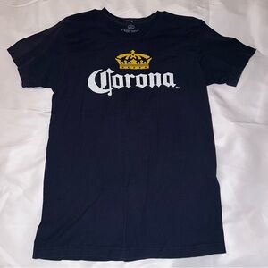 Corona Black Tee with Gold and White Logo